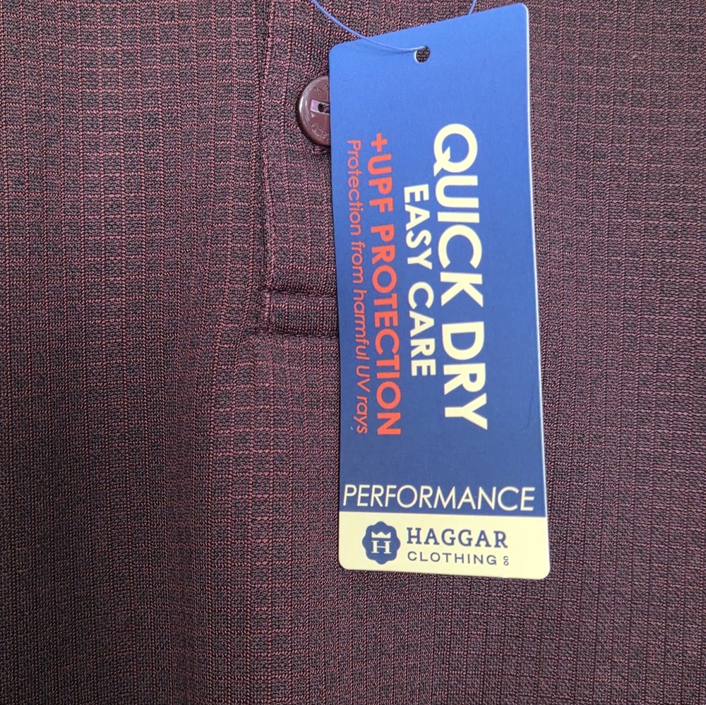 NEW Haggar Polo Shirt Mens 2 X Red Burgundy Performance Golf Short Sleeve UPF UV - Picture 5 of 9